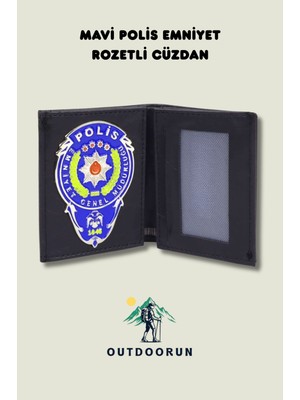 Outdoorun Mavi Polis Emniyet Rozetli Cüzdan