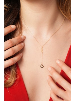 Kolyecik 14 Ayar Sonsuzluk Kalp Sallantılı Kolye