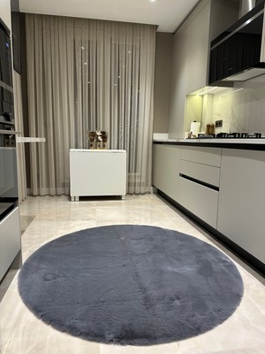 Doğuş Peluş Halı Ultra Soft Gri Yumuşak Dokulu Peluş Halı Yuvarlak