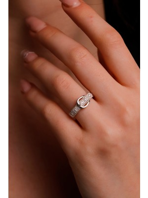 Silvesra Kemer Vurgulu Taşlı 925 Ayar Gümüş Yüzük – 3 Renk Seçenekli