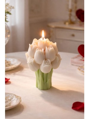 Vanilya Kokulu Lale Çiçeği Doğal Soya Mumu