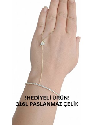 Stelo Forte Zirkon Taşlı Şahmeran Kalp Figürlü Paslanmaz Çelik Şahmeran