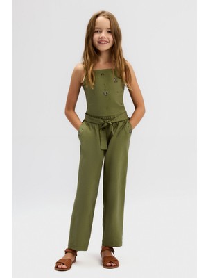 NK Tekstil Cashmere Kız Pantolon - Yeşil Haki