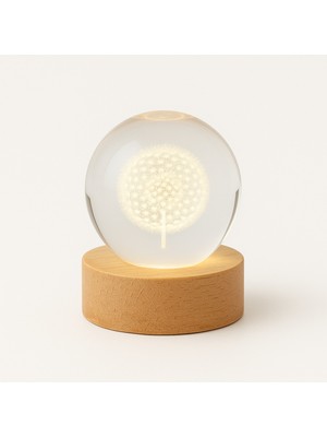 PremiumPort Renkli 3D Cam Küre LED Işıklı USB Bağlantılı Gece Lambası