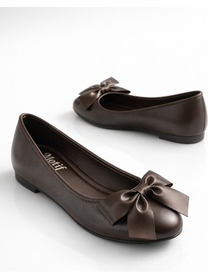 Nmoda Kadın Babet Kurdele Detaylı Yuvarlak Burun Günlük Ofis Şık Zarif Rahat Ayakkabı