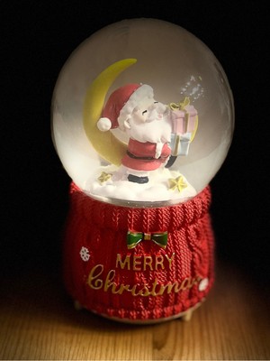 PremiumPort Beyaz Noel Baba Kar Küresi, Şık ve Parlak Dekorasyon Parçası