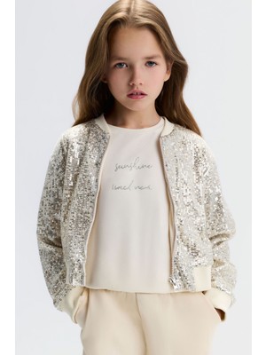 NK Tekstil Star Kız Ceket - Krem