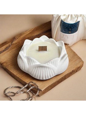 Waxera Dekoratif Taş Tozu Lotus Çiçeği Soya Mum