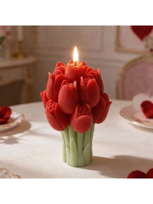 Vanilya Kokulu Lale Çiçeği Doğal Soya Mumu