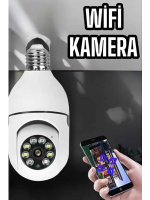 Wifi Kamera Duylu Ampul Görünümlü 360 Derece Dönebilen Ev Kamerası