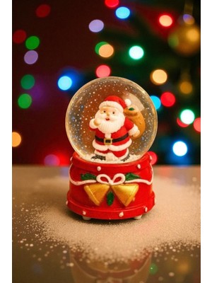 PremiumPort Yılbaşı Kar Küresi LED Işıklı Noel Baba Figürlü Dekorasyon 9 cm