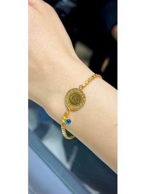 Kuyumcu Nurettin 4,30 gr ( Gram) Nazar Boncuklu Çeyrekli Bileklik 22 Ayar Altın