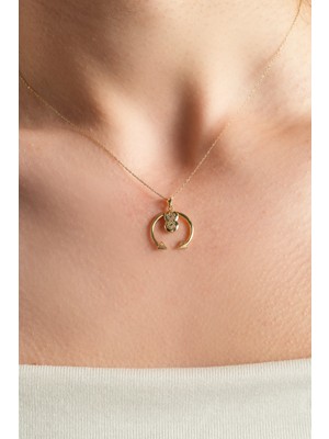 Kolyecik 14 Ayar Altın Ok Taşlı Kolye