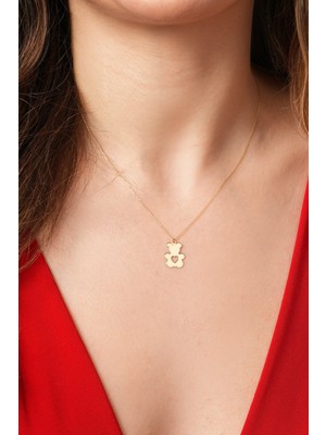 Kolyecik 14 Ayar Ayıcık Kalpli Kolye