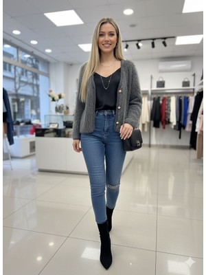 peributikk Sakallı Gold Düğmeli Hırka