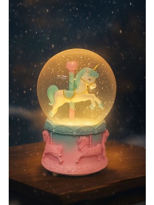 PremiumPort Müzikli Işıklı Orta Boy Kar Küresi, Atlı Karınca ile Büyüleyici Atmosfer