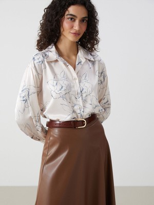 Lc Waikiki Yeni Sezon Çiçekli Saten Kadın Gömlek Tunik