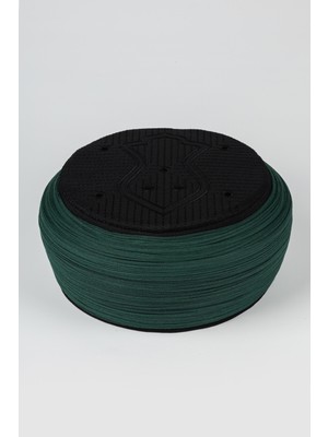 Sarıkhane Namaz Sarığı - Yeşil Kumaş - Siyah Takke - Yuvarlak Sarım - Nâli Şerif - 5 Metre