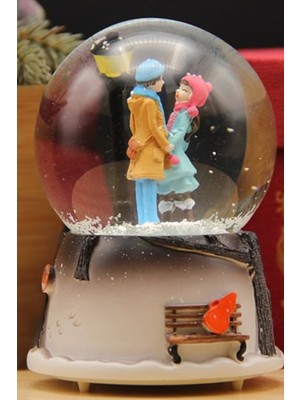 PremiumPort Sokak Lambası Altında Çift Işıklı Güzel Kar Küresi Hediyesi