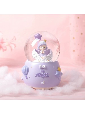 PremiumPort Sevimli Melek Figürlü Orta Boy Işıklı Müzikli Kar Küresi