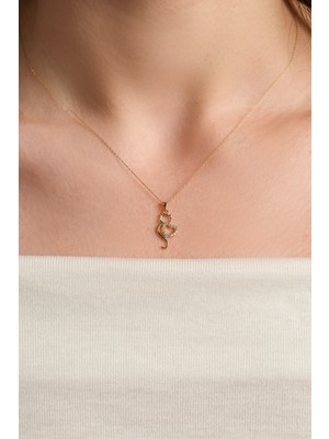 Kolyecik 14 Ayar Altın Kedi Kalpli Kolye