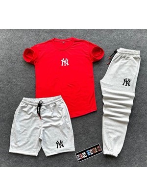 Risil-Nu Company Yeni Sezon Ny Baskılı Unisex Yazlık Eşofman Kombini 3'lü