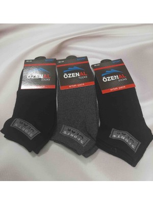 Shine Elagance Siyah Gri 3'lü %90 Pamuk Cotton Erkek Patik Çorap