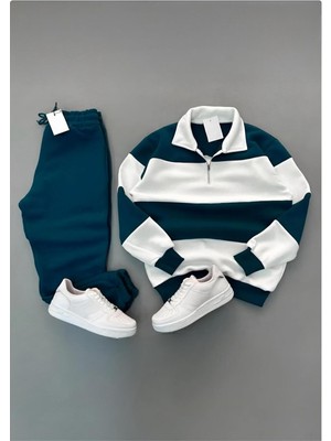 Risil-Nu Company Yeni Sezon (Premium) Üç Iplik Polo Yaka Yarım Fermuarlı Sweatshirt - Eşofman Altı Ikili Set Kombin