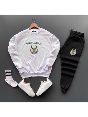 Risil-Nu Company Unisex Baskılı Bisiklet Yaka Sweatshirt-Eşofman Altı 2’li Set