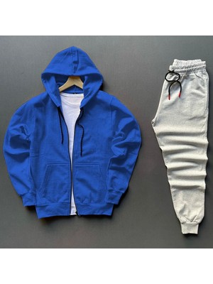 Risil-Nu Company Yeni Sezon Pamuklu Içi Şardonlu Kapüşonlu Cepli Sweat Ceket ve Eşofman Altı 2'li Takım