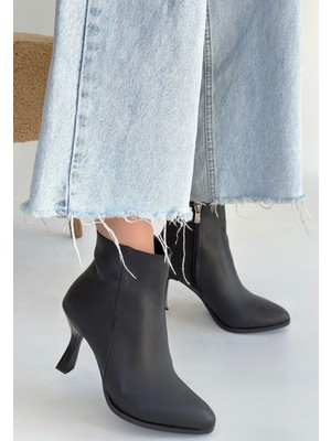 Shoegar Mişha Siyah Cilt Topuklu Bot