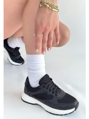 Shoegar Slar Siyah Cilt Bağcıklı Spor Ayakkabı