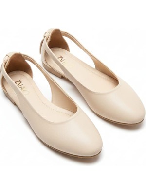 Klay Shoes Kadın Yanları Açık Püsküllü Detaylı Rahat Babet