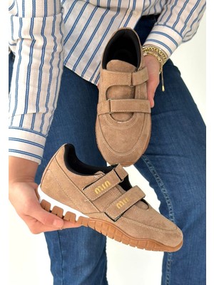 Shoegar Tunga Bej Süet Cırt Cırtlı Spor Ayakkabı