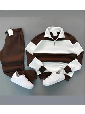 Risil-Nu Company Yeni Sezon (Premium) Üç Iplik Polo Yaka Yarım Fermuarlı Sweatshirt - Eşofman Altı Ikili Set Kombin