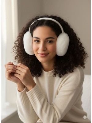 Kokoş Katlanabilir Peluş Kulaklık Beyaz