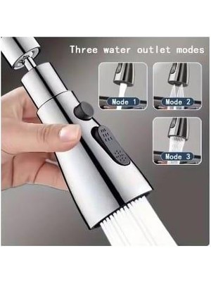 abnturk Döner Başlıklı 3 Fonksiyonlu Musluk Ucu Normal Mod Basınçlı Mod  ve Hafif Mod