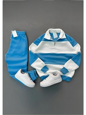 Risil-Nu Company Yeni Sezon (Premium) Üç Iplik Polo Yaka Yarım Fermuarlı Sweatshirt - Eşofman Altı Ikili Set Kombin