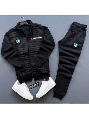 Risil-Nu Company Yeni Sezon Mpower Baskılı Pamuklu Kapitone Ceket-Eşofman Altı-Sweat 3'lü Alt Üst Takım