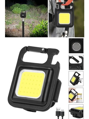 Munico Küçük LED El Feneri Şarj Edilebilir Anahtarlık Mini El Feneri Modları Balıkçılık Yürüyüş Beyaz LED