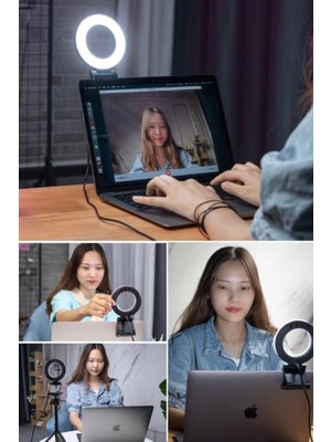 Munico Canlı Video Akışı Için 6 Inç LED Halka Işık 3 Işık Modları 11 Parlaklık Mandallı Tüm Bilgisayarlar