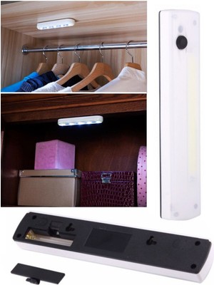 Munico 3 Adet Ev Showroom Gardrop Tezgah Beyaz Pilli Tuşlu Aydınlatma Beyaz LED Işık Merdiven Mutfak LED