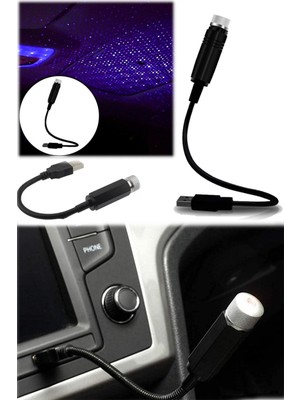 Munico Mavi Araba Mor Fosforlu Atmosfer Iç Tavan Lambası Yıldız Projektör Işık LED USB Aydınlatma Lazer Pro