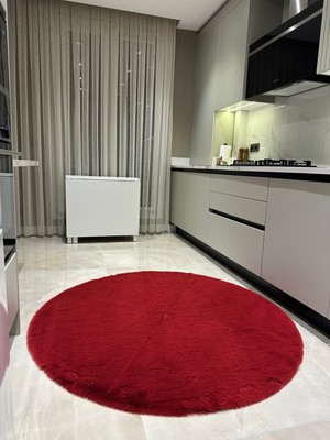 Doğuş Peluş Halı Ultra Soft Bordo Yumuşak Dokulu Peluş Halı Yuvarlak