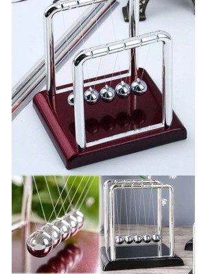 Munico Newton Balans Beşiği Sert Büyük Boy 5li Set Denge Topları Ofis Masaüstü Dekor Klasik Newtons Kinetik