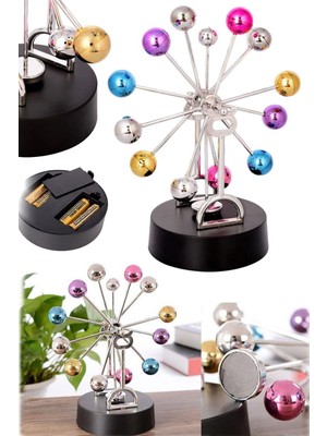 Munico Renkli Newton 3D Denge Topu Masa Üstü Dekoratif Ojle Devamlı Dönen Kinetik Yer Çekimi Sanati Dengeli