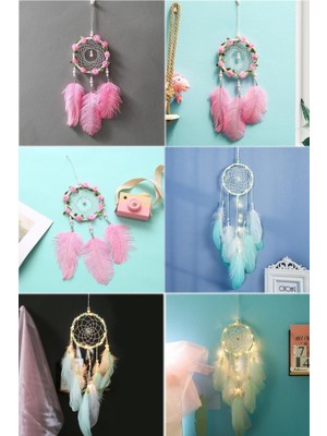 Munico Gece Işık Ev Başucu Duvar Asma Rüya Kapanı Dekor Romantik LED Dream Catcher ile Feather Dreamcatcher