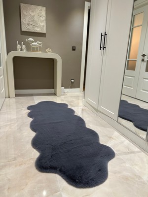 Doğuş Peluş Halı Ultra Soft Gri Yumuşak Dokulu Peluş Halı Çift Kafa Post