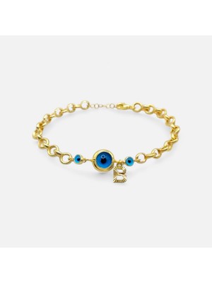 Papatya Silver 925 Ayar Nazar Gözlü Doç Bileklik.rose.gold.rodaj