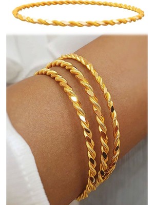 Munico 10 Adet Ince 22 Ayar Altın Kaplama Gerçekçi Şık Tasarımlı Twister Bilezik A Kalite Gösteriş Için